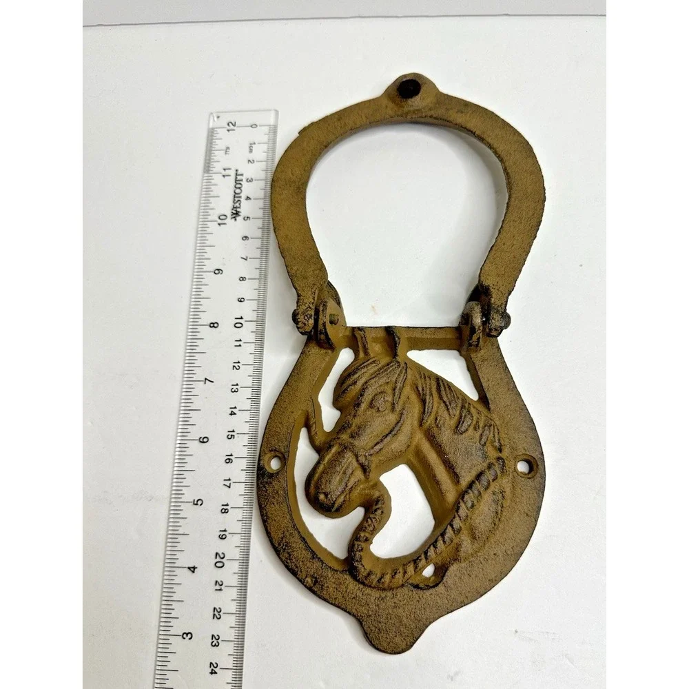 Door Knocker Cast Iron Horse And Horseshoe Good Luck 5.5